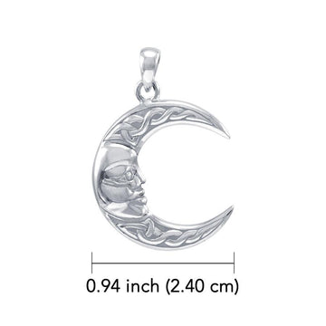 Celtic Moon God 14K White Gold Pendant WPD4327 - Jewelry